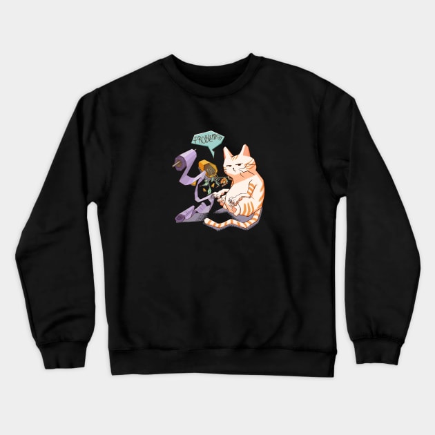 Cat Chaos: Pot & Paper Mayhem Crewneck Sweatshirt by Verbinavision